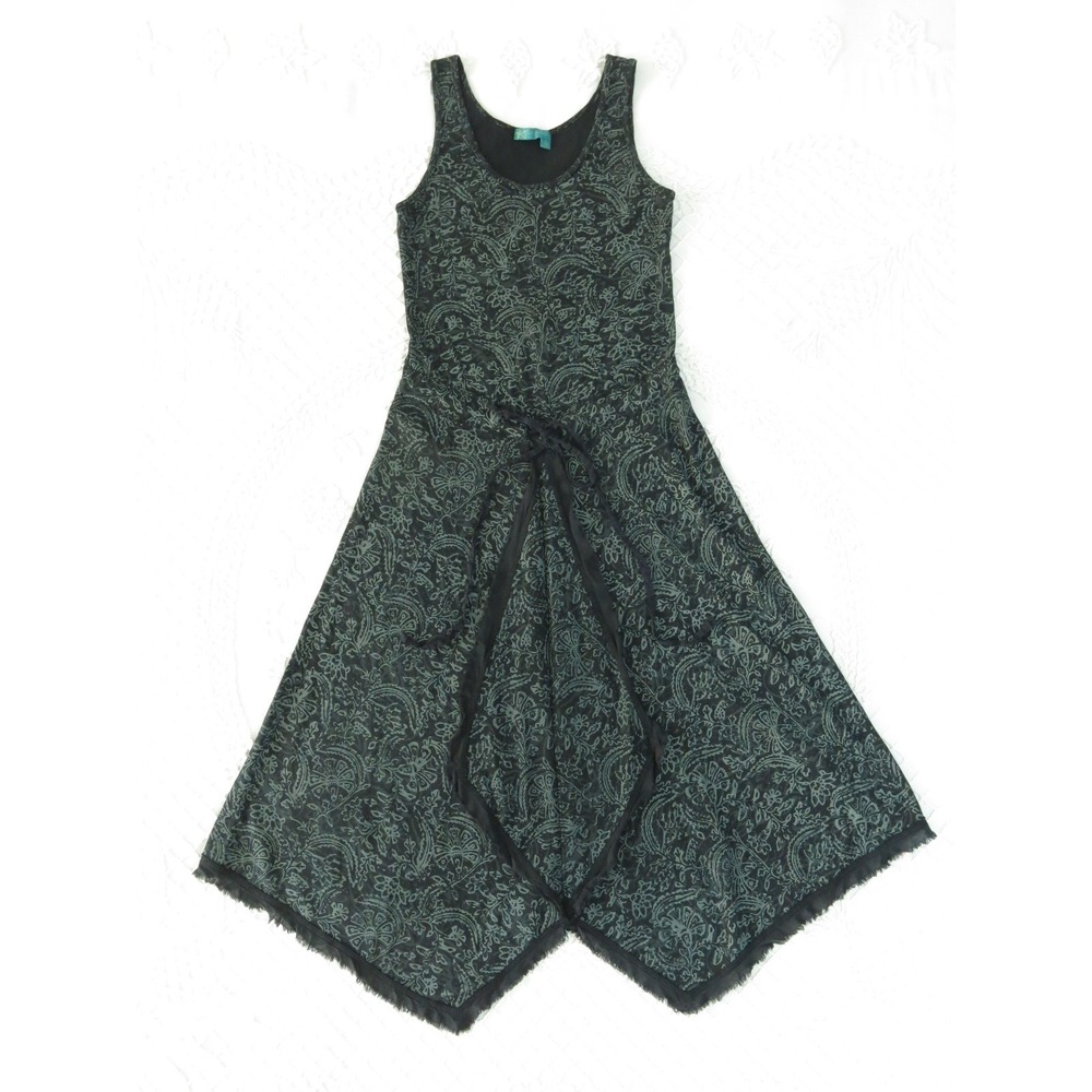 Fresh Produce Sundress M Paisley Floral Summer Casual Black Grey USA Made Cotton